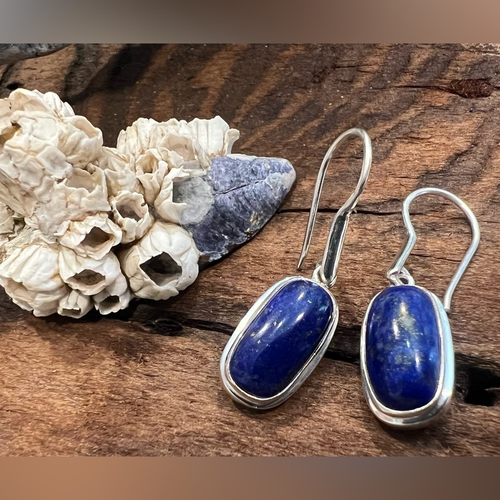 NWT Artisan Bali Lapis Lazuli Earrings Hooks 925 Gemstone Navajo Style Sodalite